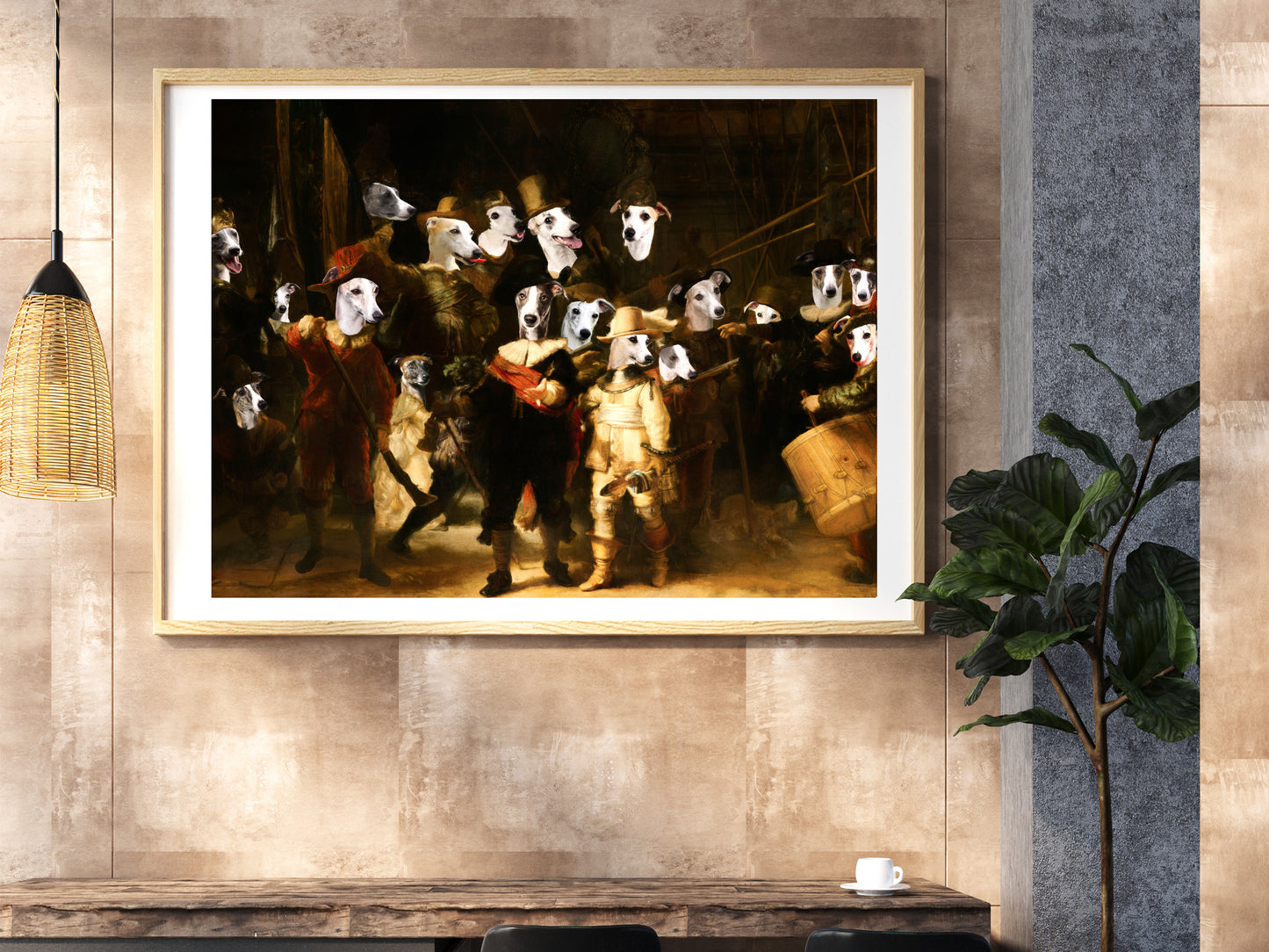 The Night Watch Rembrandt van Whippet Dog Style Art Renaissance Masterpiece