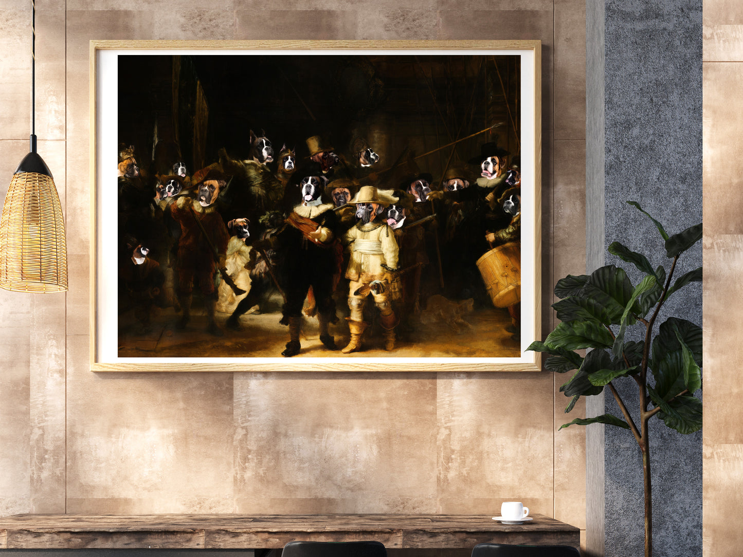 The Night Watch Rembrandt van Boxer Dog Style Art Renaissance Masterpiece