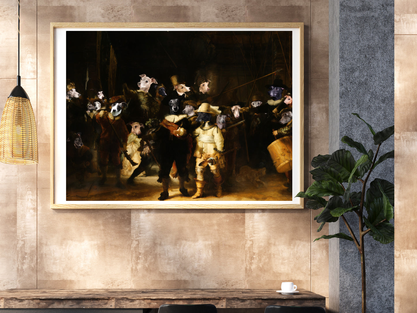 The Night Watch Rembrandt van Italian Greyhound Dog Style Art Renaissance Masterpiece