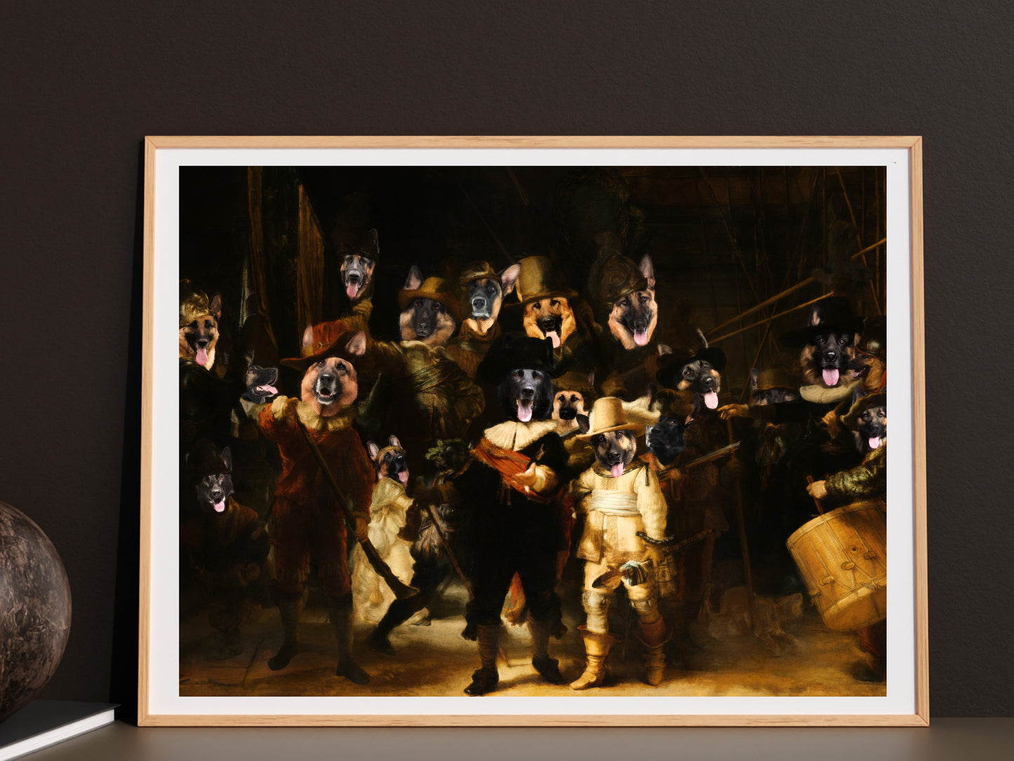 The Night Watch Rembrandt van German Shepherd Dog Style Art Renaissance Masterpiece