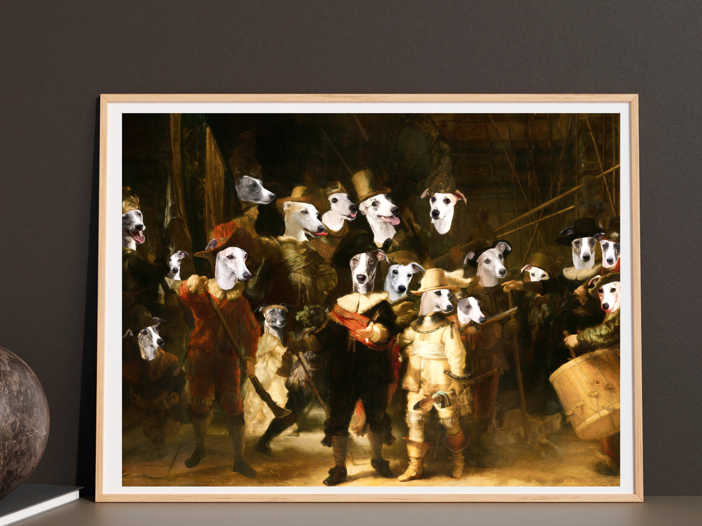 The Night Watch Rembrandt van Whippet Dog Style Art Renaissance Masterpiece