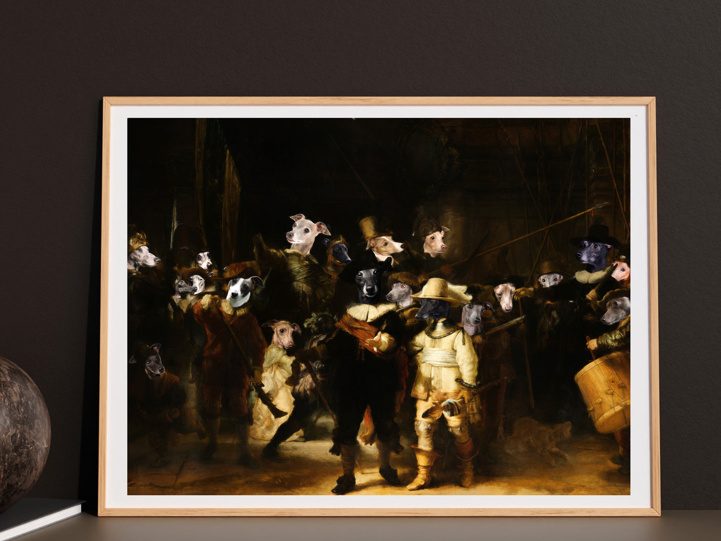 The Night Watch Rembrandt van Italian Greyhound Dog Style Art Renaissance Masterpiece