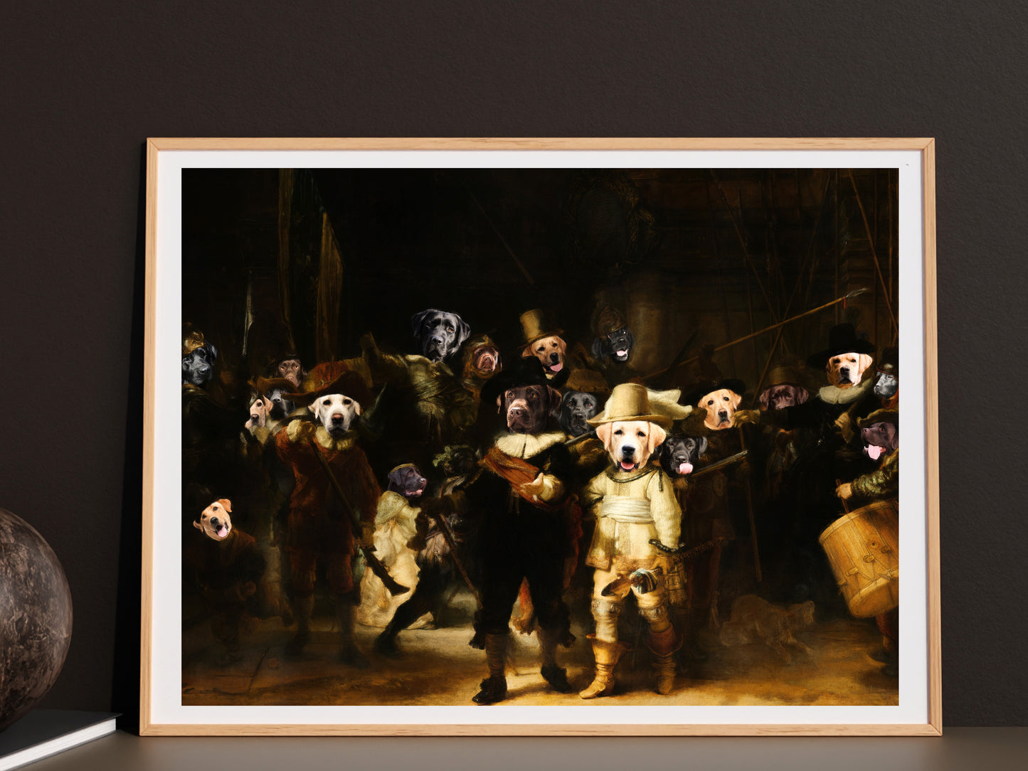 The Night Watch Rembrandt van Labrador Retriever Dog Style Art Renaissance Masterpiece