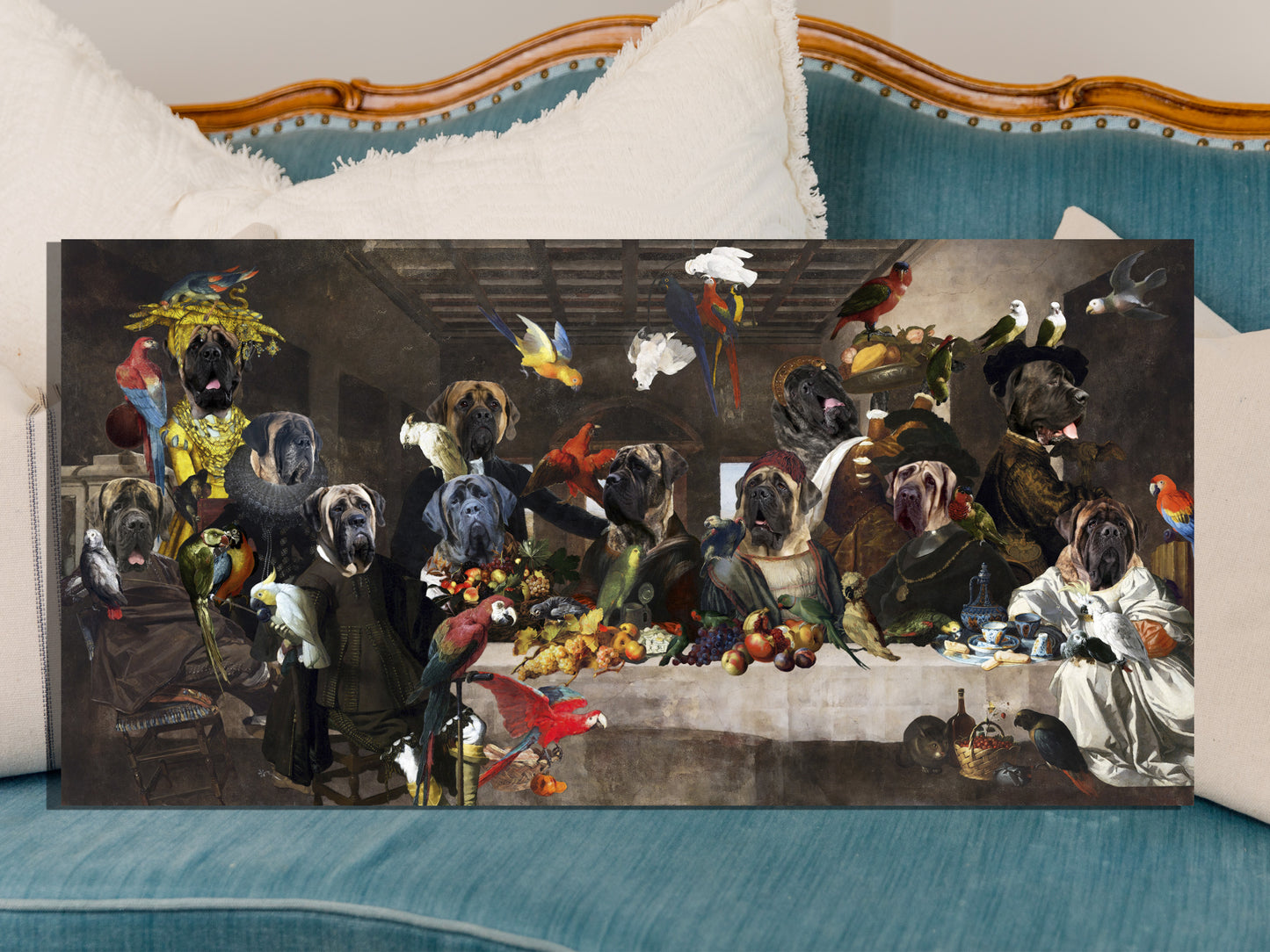 English Mastiff Last Supper Renaissance Dog Painting