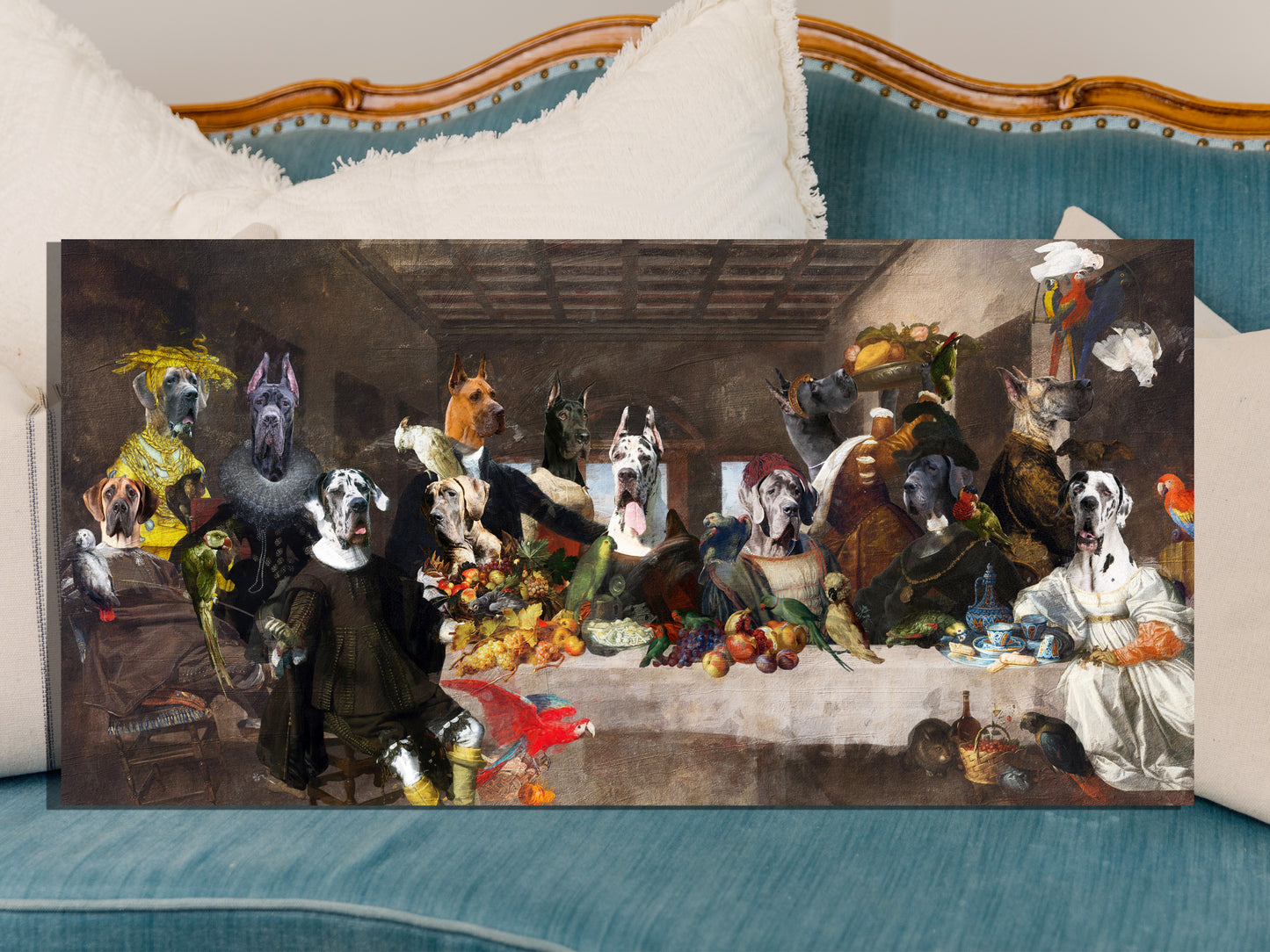Great Dane Last Supper Renaissance Dog Painting