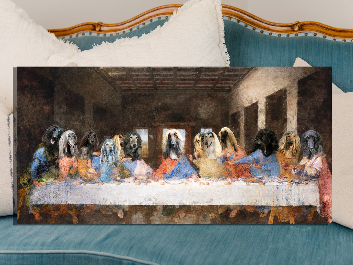 Afghan Hound Last Supper Renaissance Dog Painting