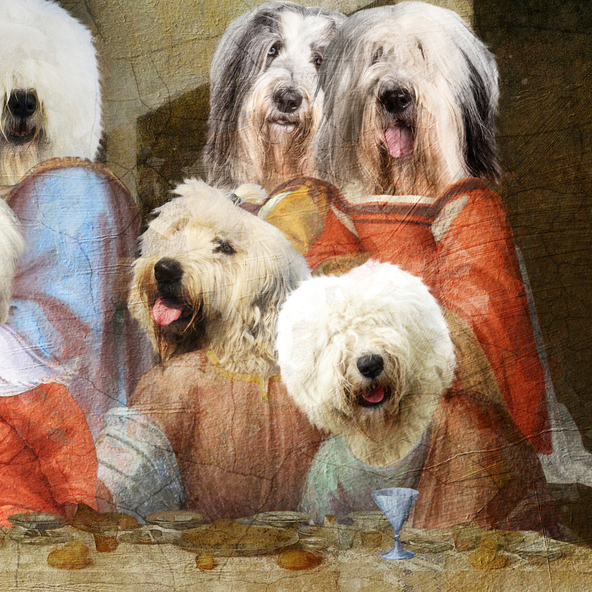 Old English Sheepdog Last Supper Renaissance Dog Painting