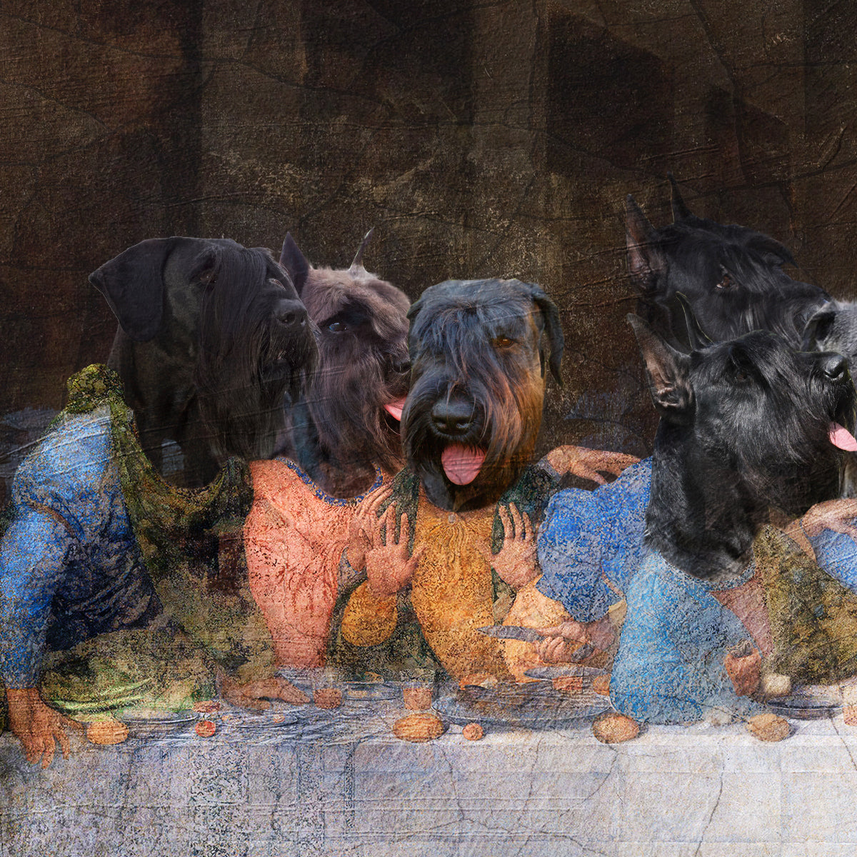 Giant Schnauzer Last Supper Renaissance Dog Painting
