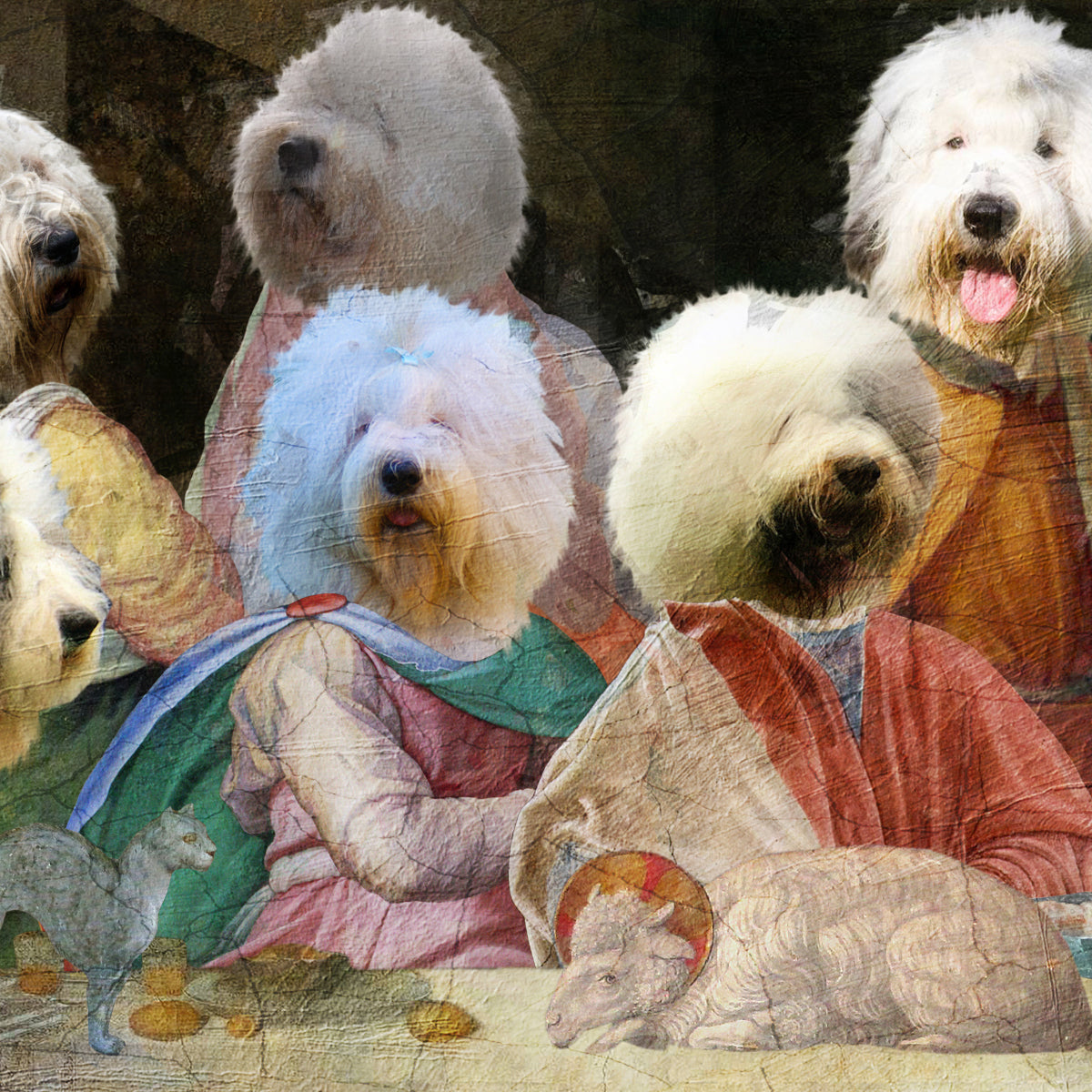 Old English Sheepdog Last Supper Renaissance Dog Painting