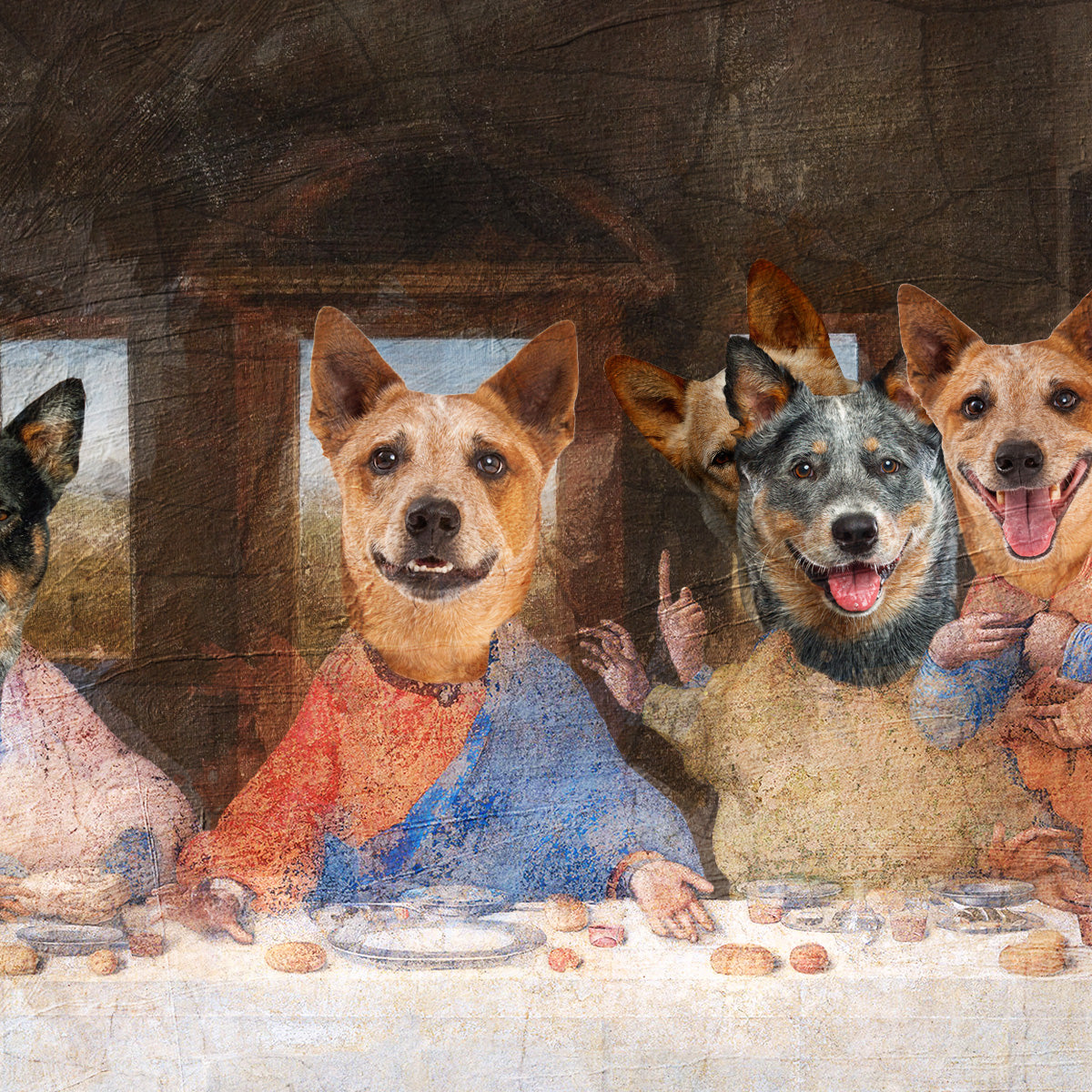 Australian Cattle Dog Last Supper Renaissance Dog Painting