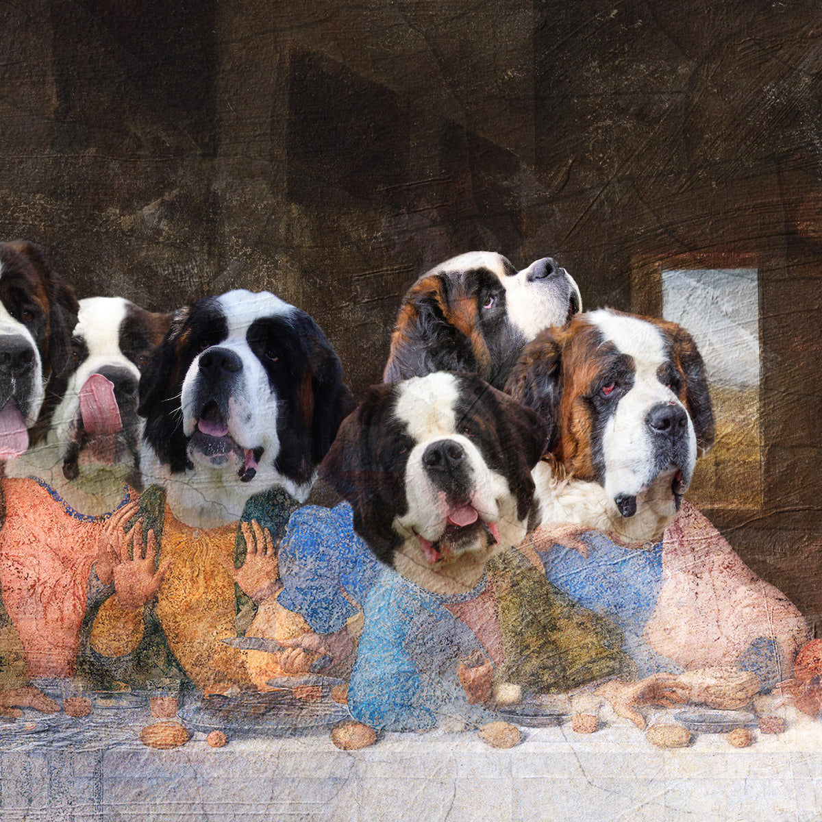 St Bernard Last Supper Renaissance Dog Painting