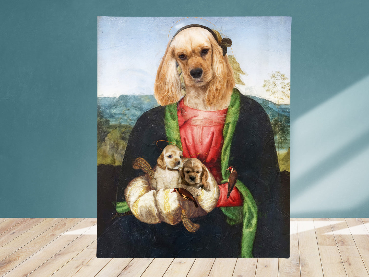 Red Madonna American Cocker Spaniel and Puppies