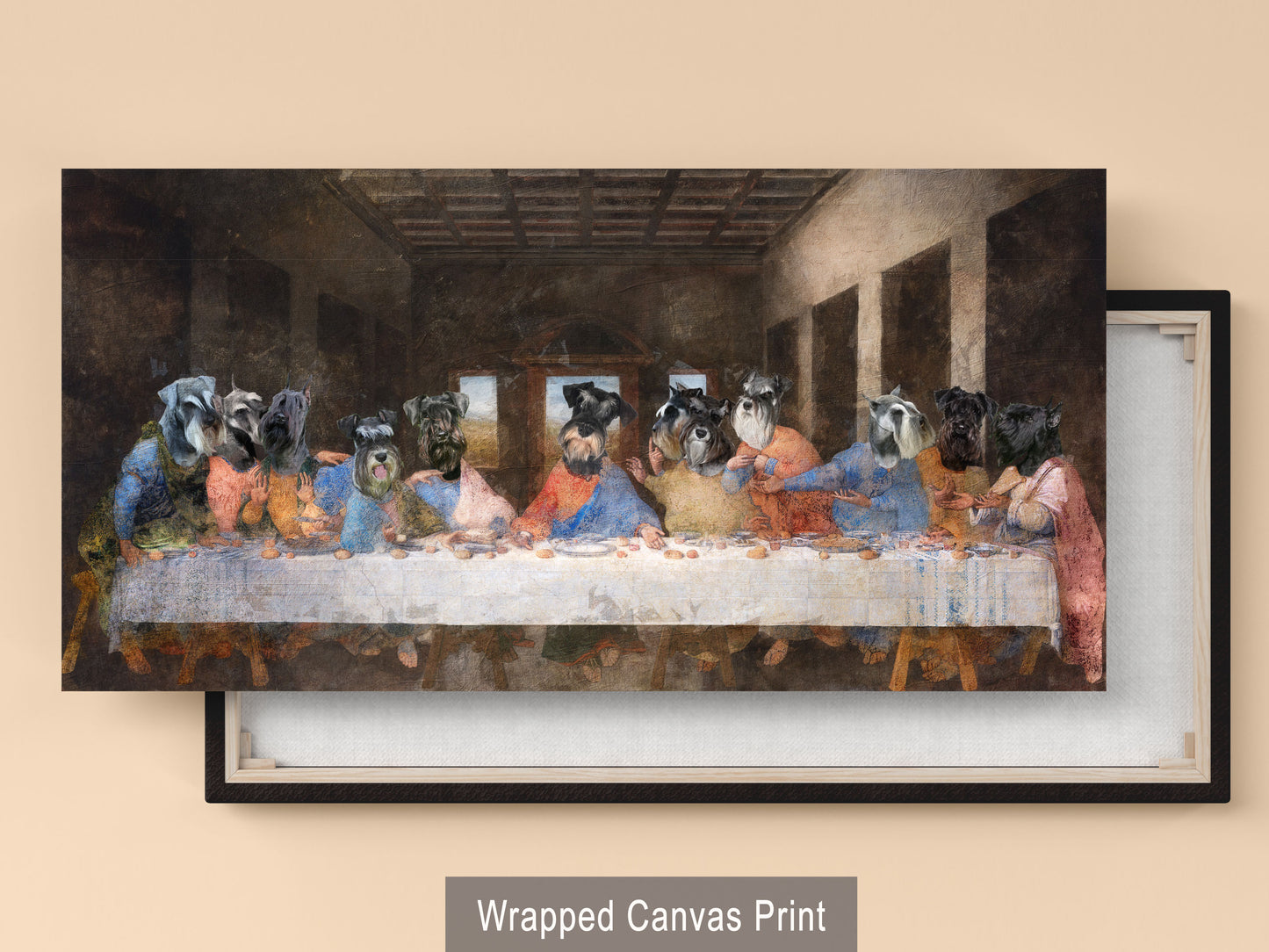 Miniature Schnauzer Last Supper Renaissance Dog Painting