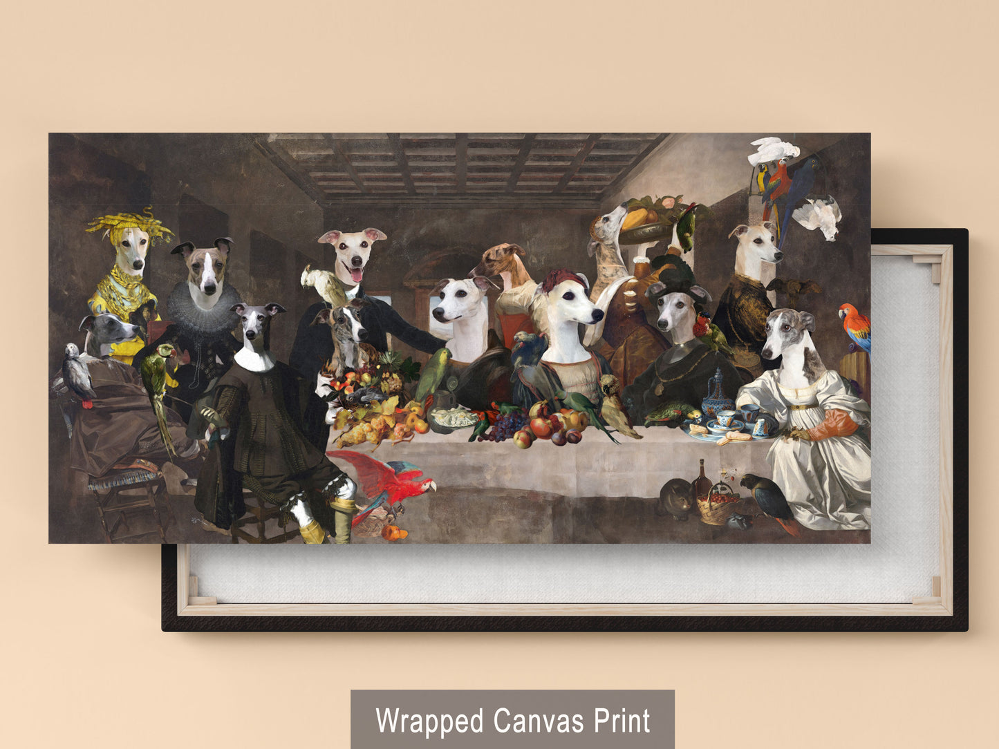 Whippets Last Supper Renaissance Dog Painting