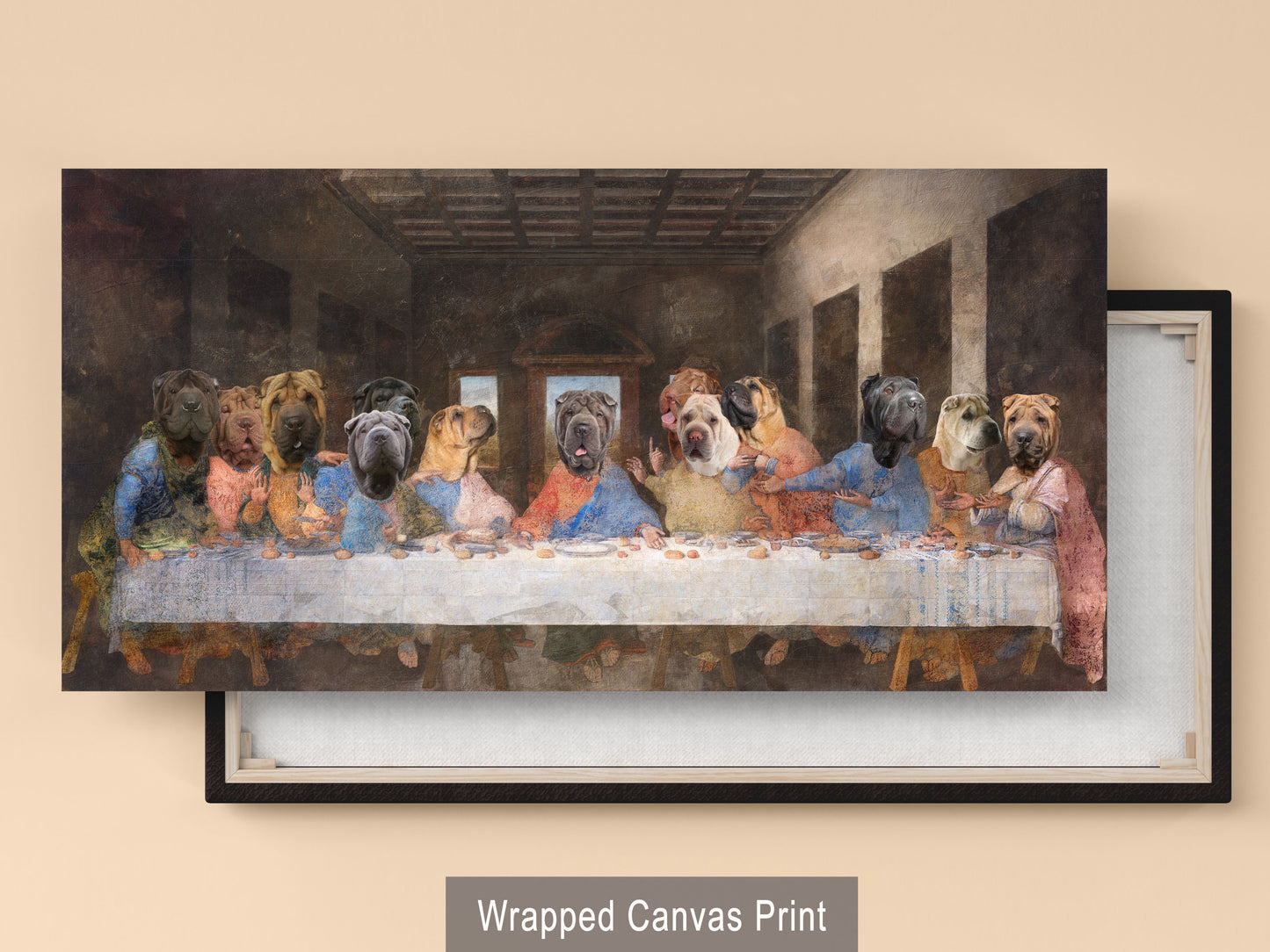 Shar Pei Last Supper Renaissance Dog Painting