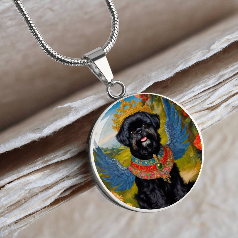 Affenpinscher Necklace, Monkey Dog Angel Pendant, Renaissance Dog, Engrave Option, Christmas Dog Gifts, Custom Dog Memorial Jewelry