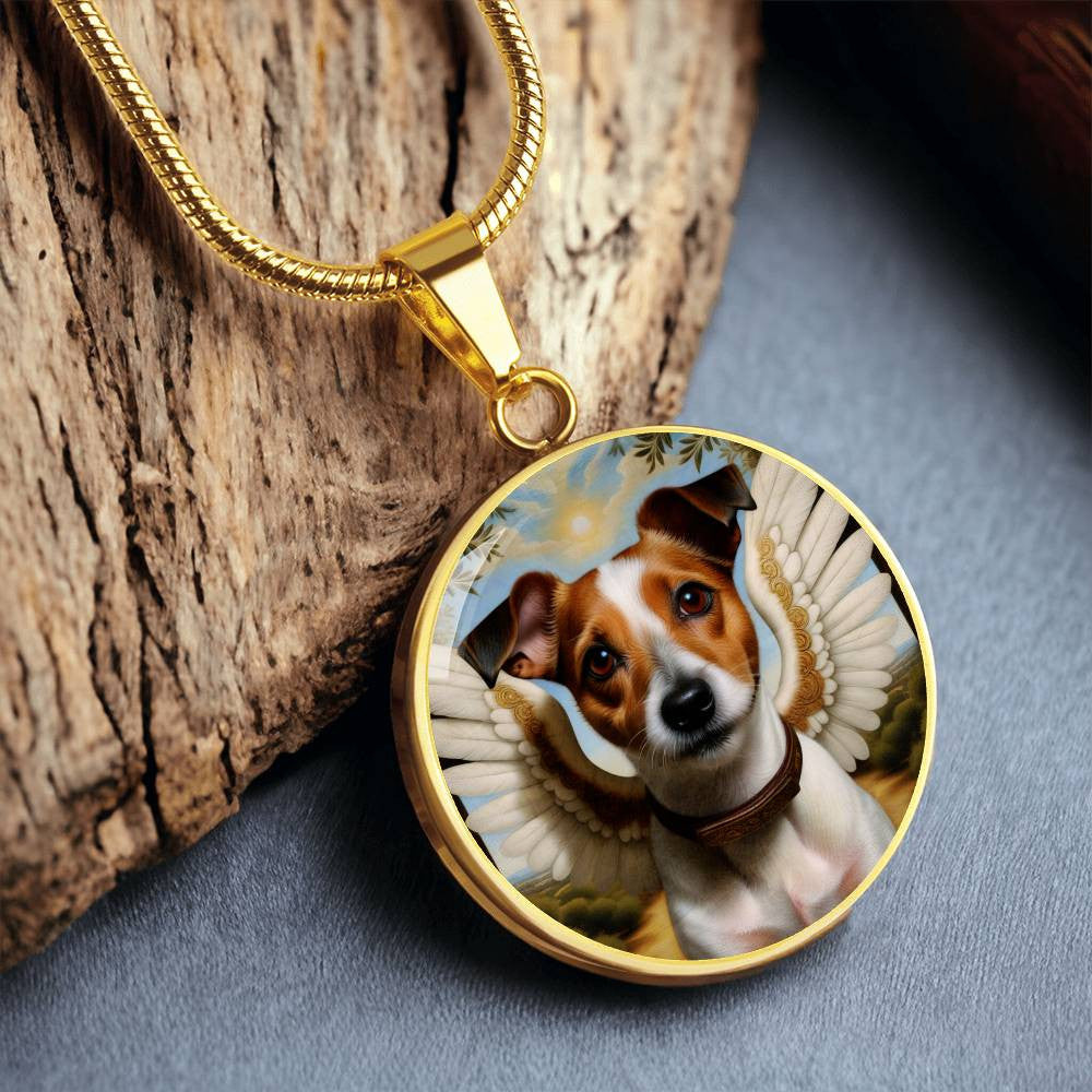 Jack Russell Terrier Necklace, JRT Gifts, Terrier Angel, Personalized with Your Dog, Engrave Option, Renaissance Memorial Pendant