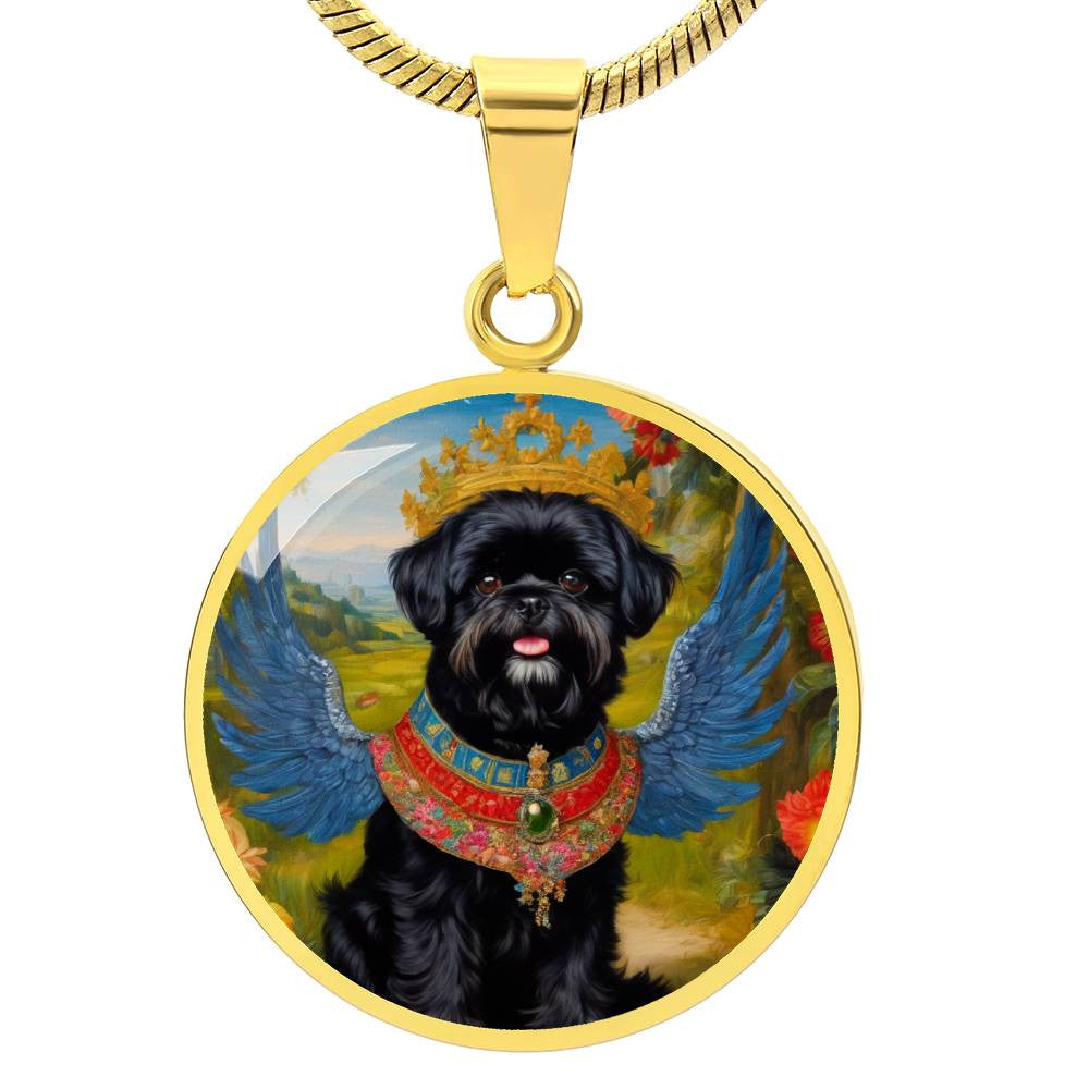 Affenpinscher Necklace, Monkey Dog Angel Pendant, Renaissance Dog, Engrave Option, Christmas Dog Gifts, Custom Dog Memorial Jewelry