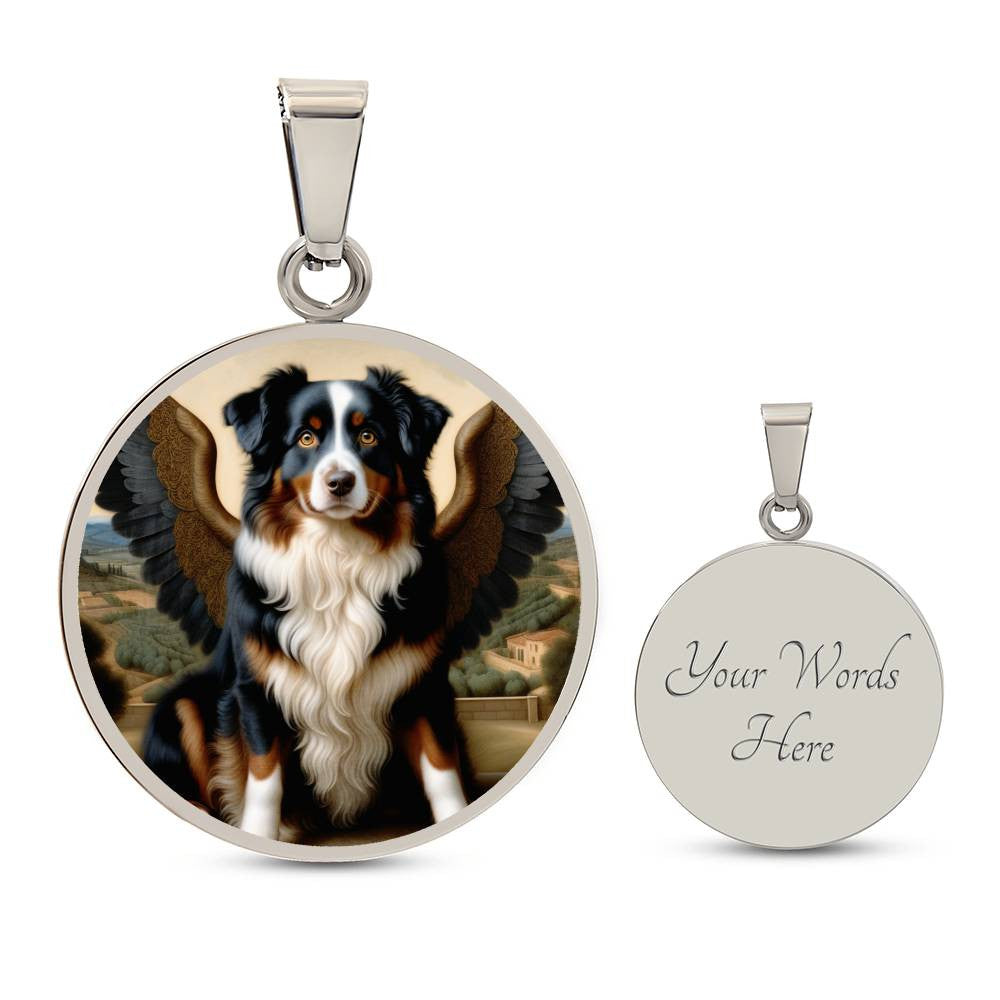 Tricolor Aussie Dog Gifts Australian Shepherd Angel Necklace