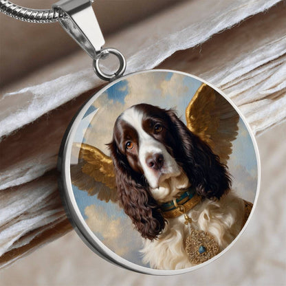 English Springer Spaniel Angel Necklace Personalized with Engrave Option