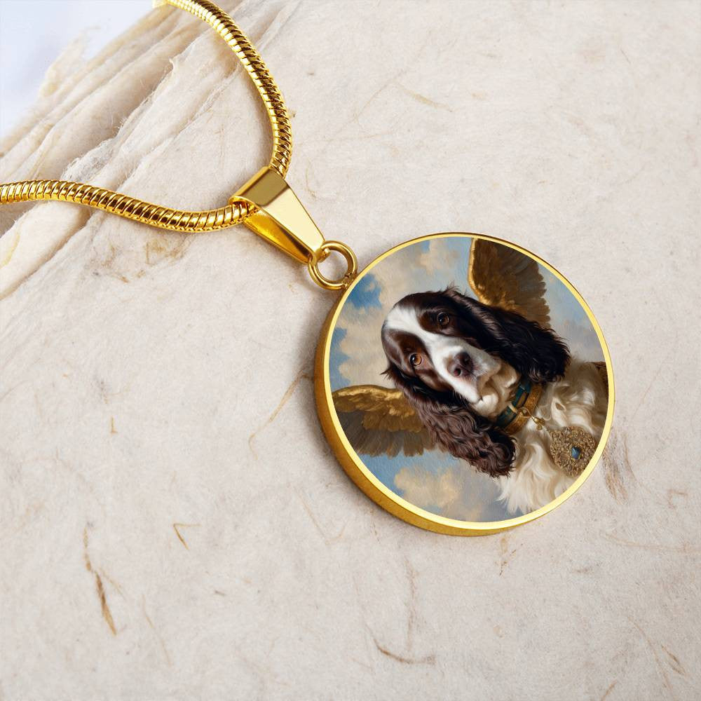 English Springer Spaniel Angel Necklace Personalized with Engrave Option