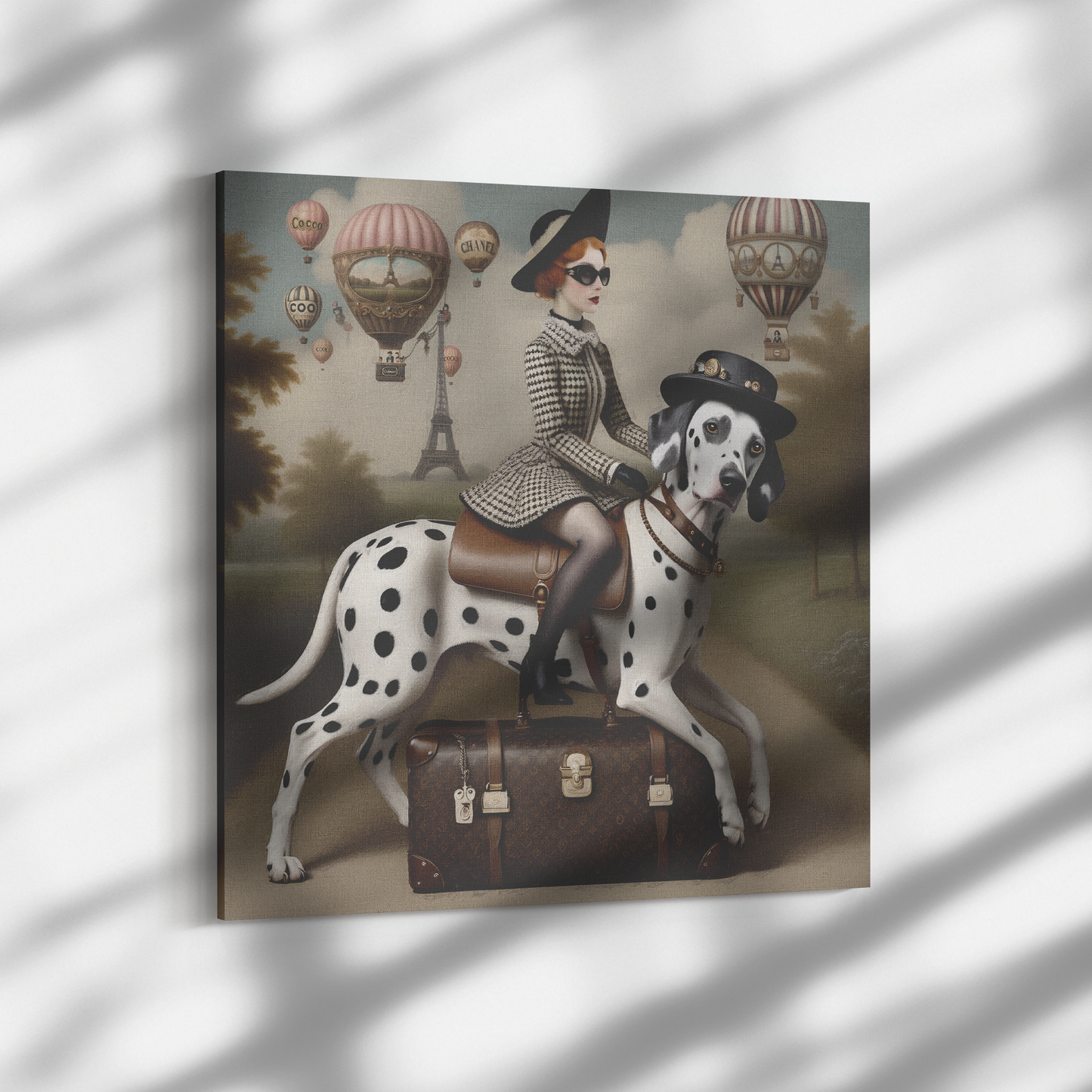 Coco Chanel's girl rides a Dalmatian Dog Art Mark Ryden Style Print