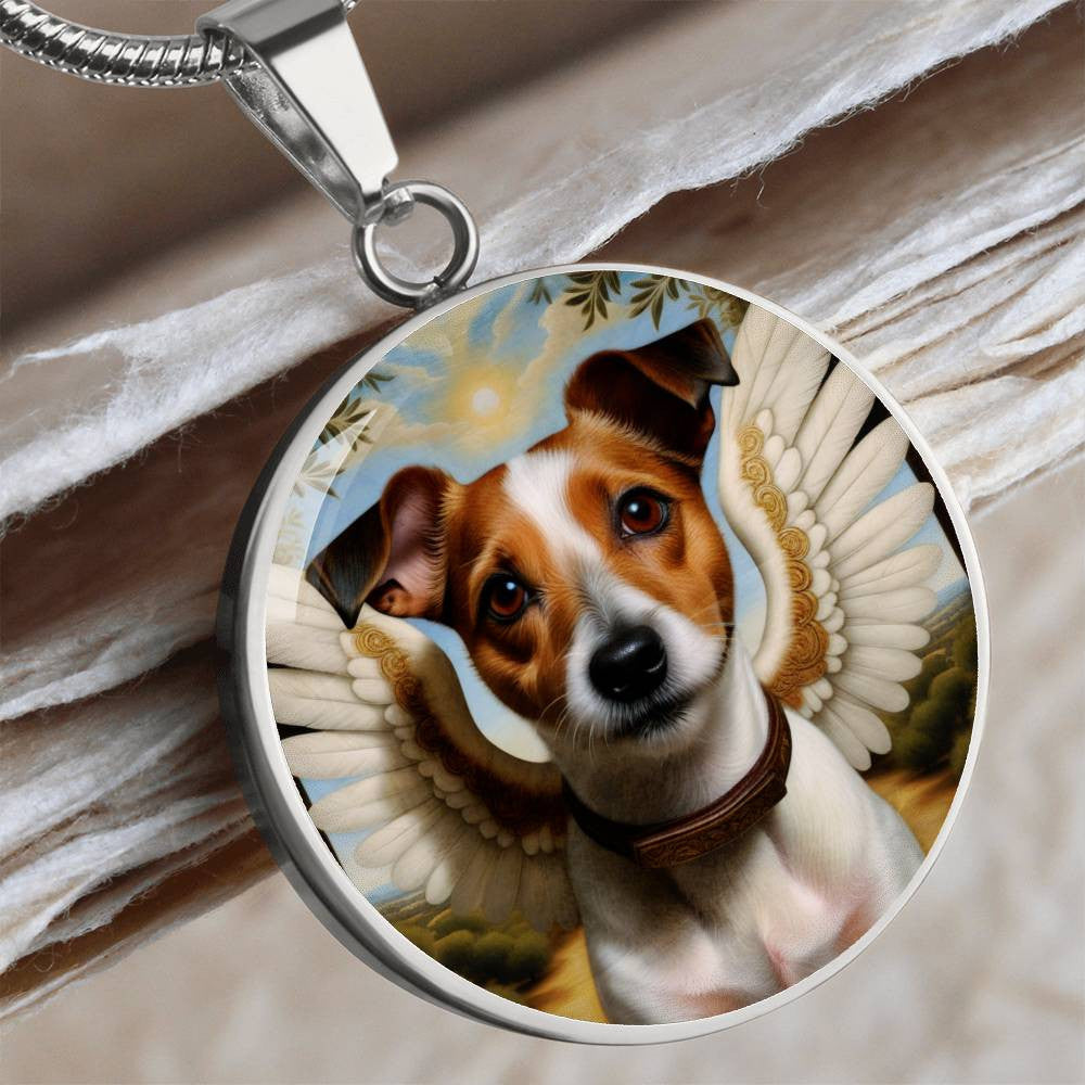 Jack Russell Terrier Necklace, JRT Gifts, Terrier Angel, Personalized with Your Dog, Engrave Option, Renaissance Memorial Pendant