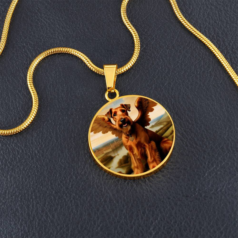 Irish Terrier Gift, Irish Terrier Angel Necklace, Personalized with Your Dog, Engrave Option, Renaissance Memorial Pendant