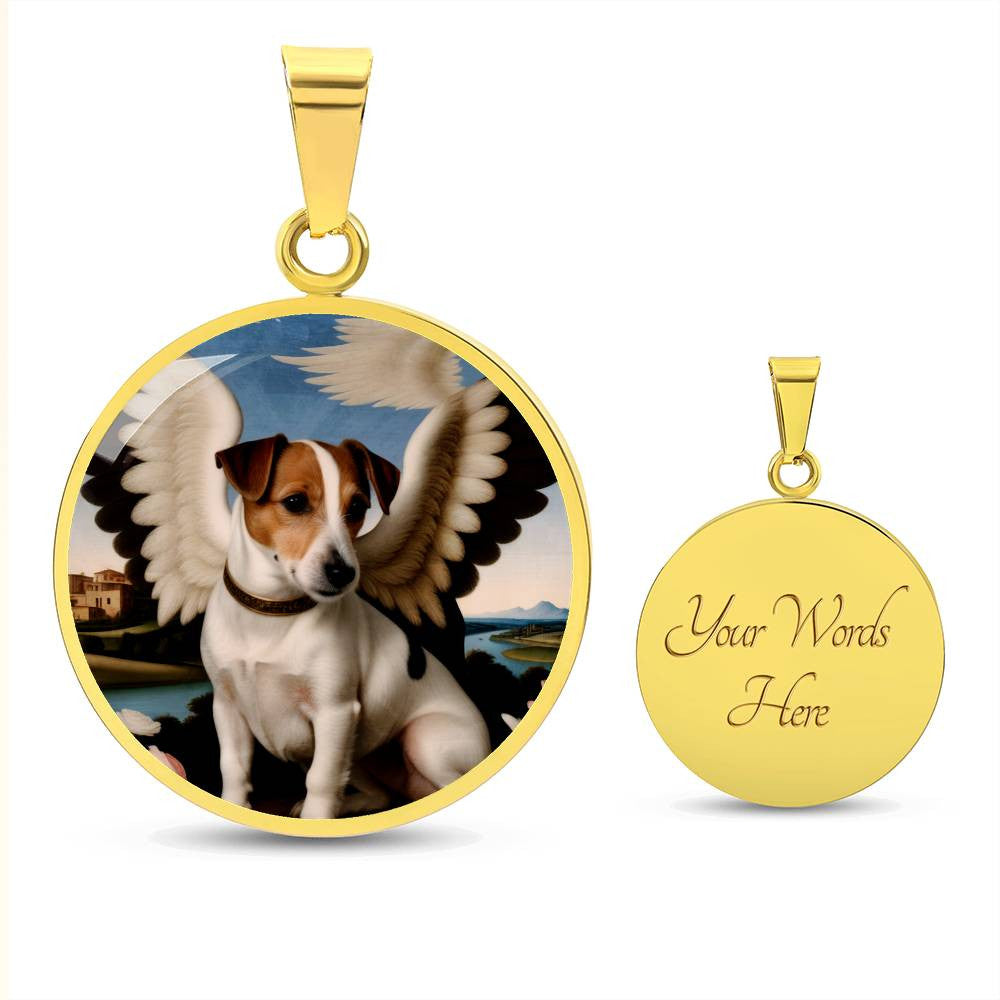 Jack Russell Terrier Angel Necklace, JRT Gifts, Personalized with Your Dog, Engrave Option, Renaissance Memorial Pendant