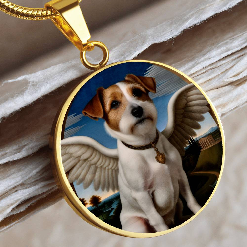 Jack Russell Terrier Angel Necklace, JRT Gifts, Personalized with Your Dog, Engrave Option, Renaissance Memorial Pendant