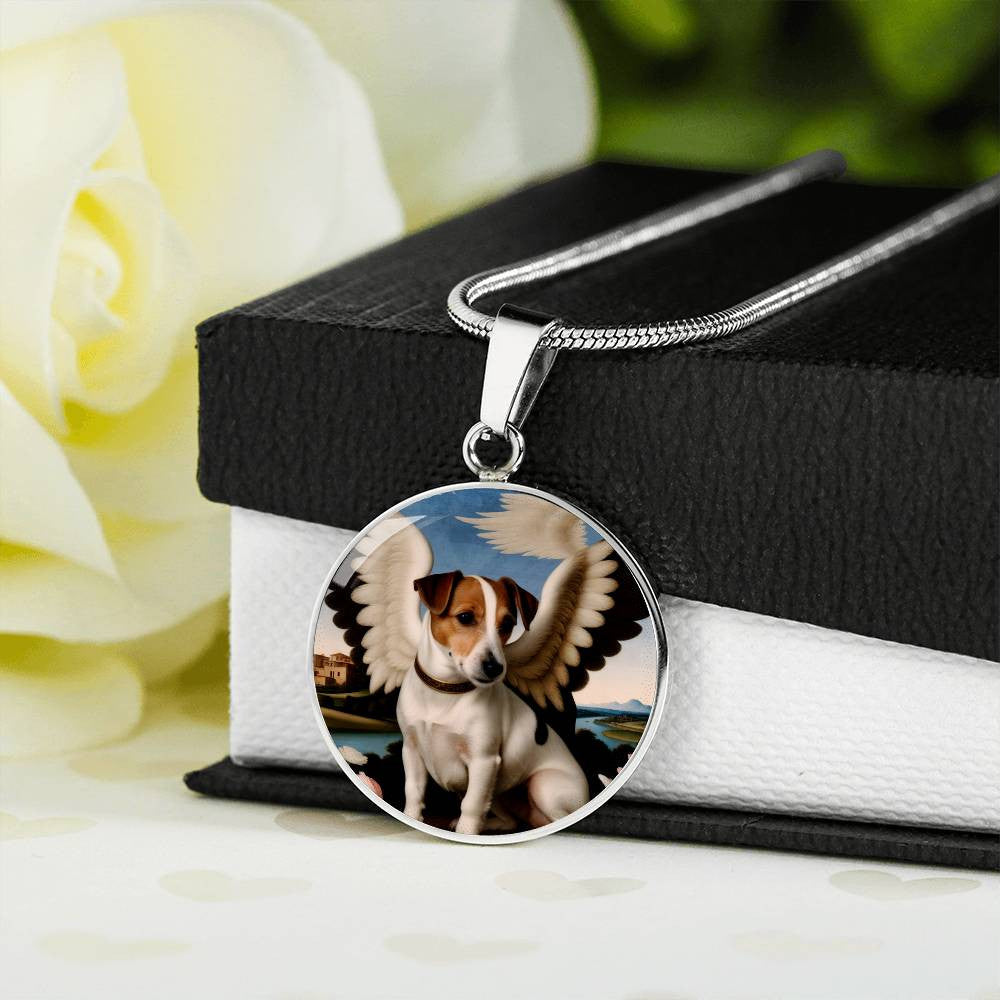 Jack Russell Terrier Angel Necklace, JRT Gifts, Personalized with Your Dog, Engrave Option, Renaissance Memorial Pendant