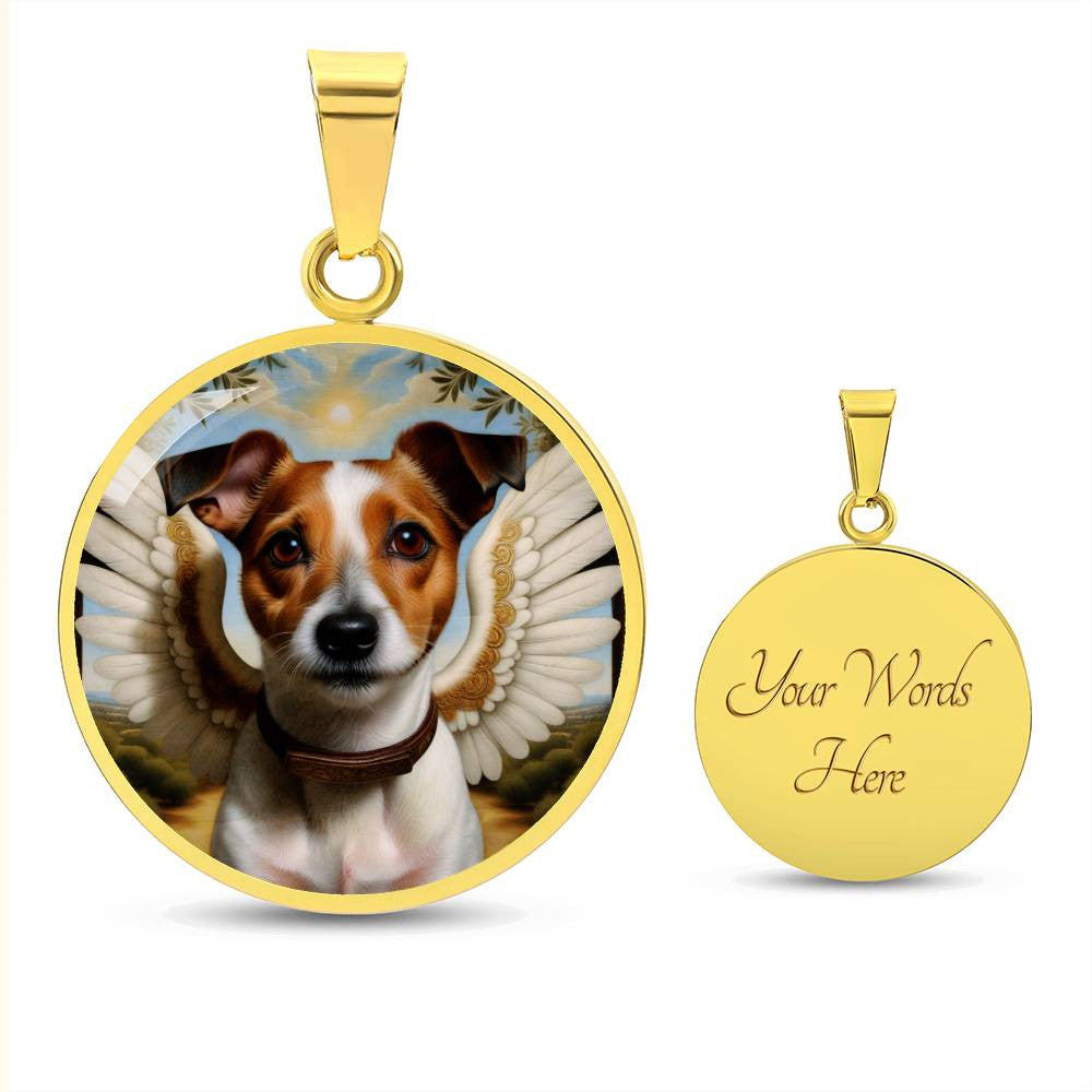 Jack Russell Terrier Necklace, JRT Gifts, Terrier Angel, Personalized with Your Dog, Engrave Option, Renaissance Memorial Pendant