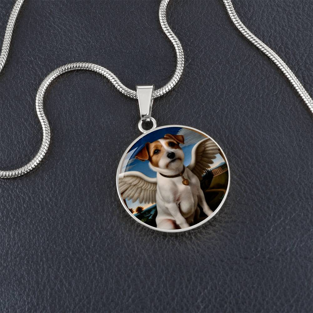 Jack Russell Terrier Angel Necklace, JRT Gifts, Personalized with Your Dog, Engrave Option, Renaissance Memorial Pendant