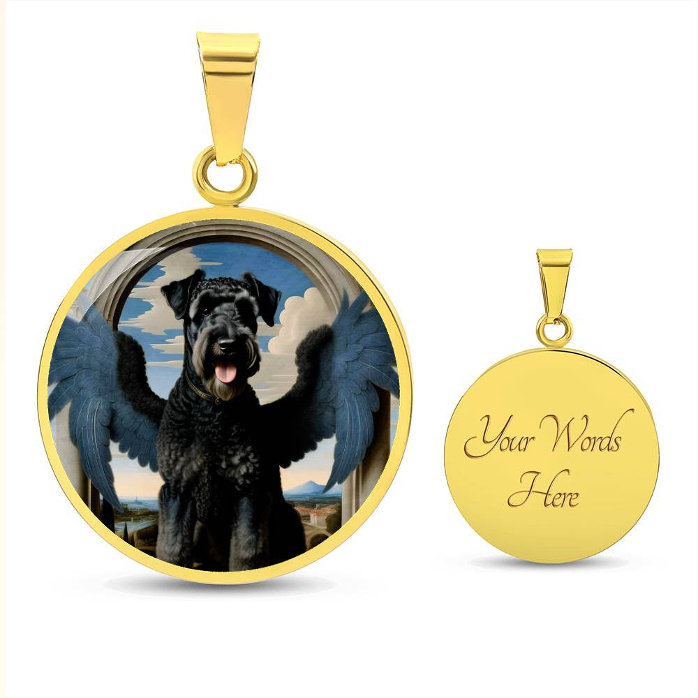 Kerry Blue Terrier Angel Necklace, Kerry Blue Terrier Gifts, Personalized with Your Dog, Engrave Option, Renaissance Memorial Pendant