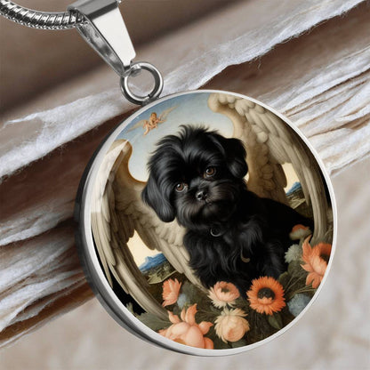 Affenpinscher Pendant, Your Dog Angel Necklace, Personalized with Engrave Option, Renaissance Dog gifts, Dog Memorial Jewelry