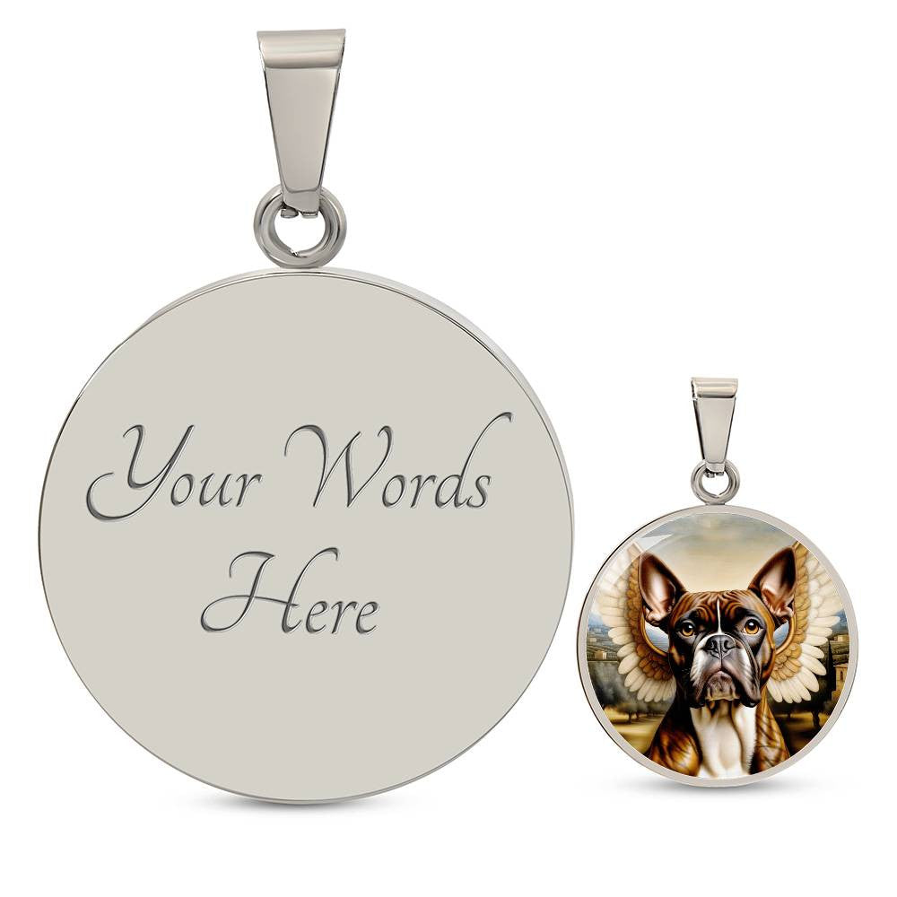 Brindle Boxer Dog Gifts, Boxer Dog Angel Necklace, Personalized with Your Dog, Engrave Option, Renaissance Memorial Dog Pendant