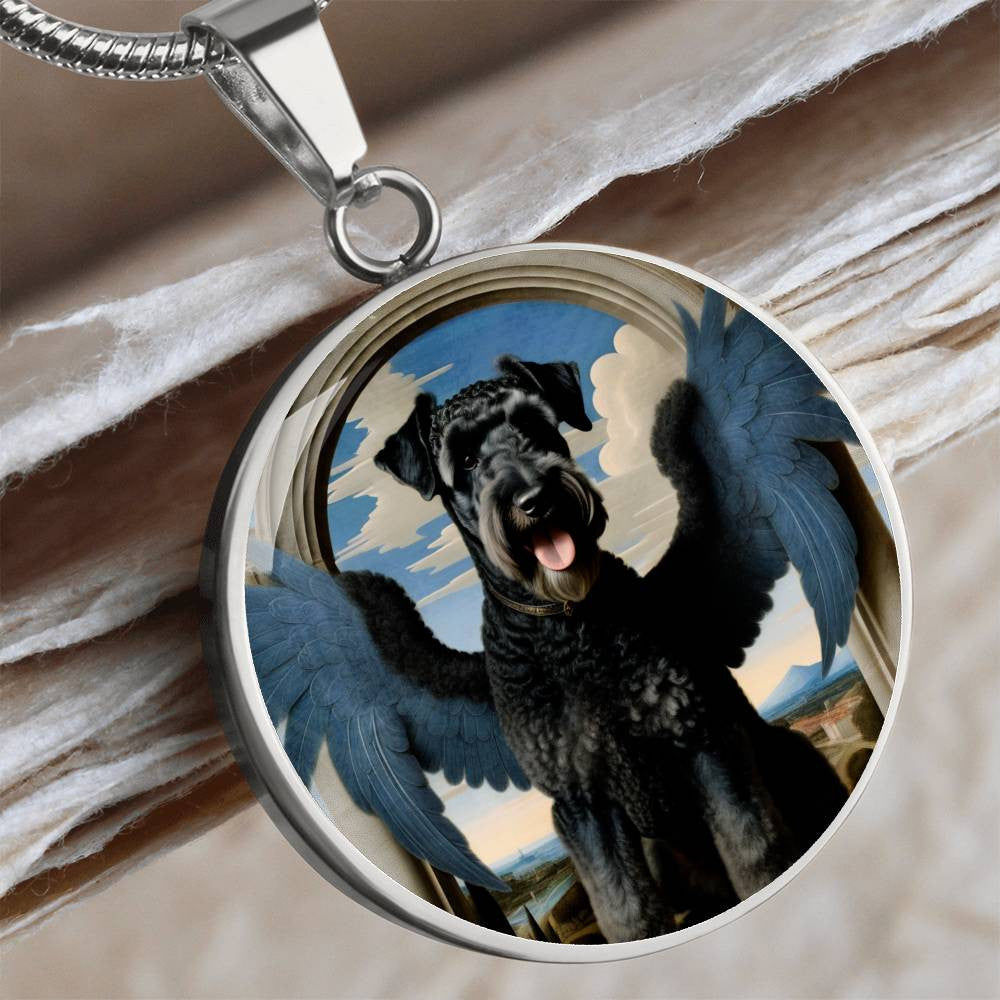 Kerry Blue Terrier Angel Necklace, Kerry Blue Terrier Gifts, Personalized with Your Dog, Engrave Option, Renaissance Memorial Pendant