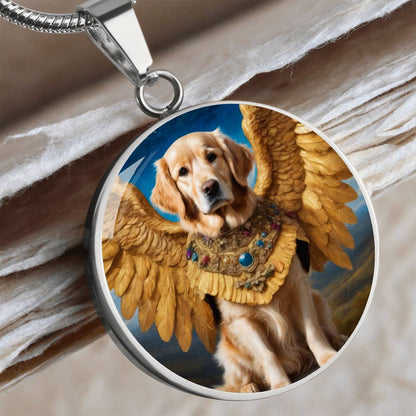 Golden Retriever Necklace Angel Personalized with Engrave Option