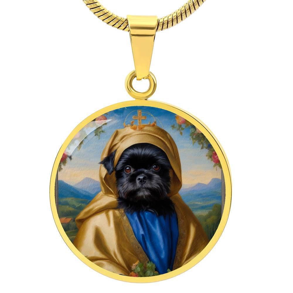 Affenpinscher Pendant, Monkey Dog Blessed Virgin Mary Renaissance Necklace, Engrave Option, Christmas Dog Gifts, Custom Dog Memorial Jewelry