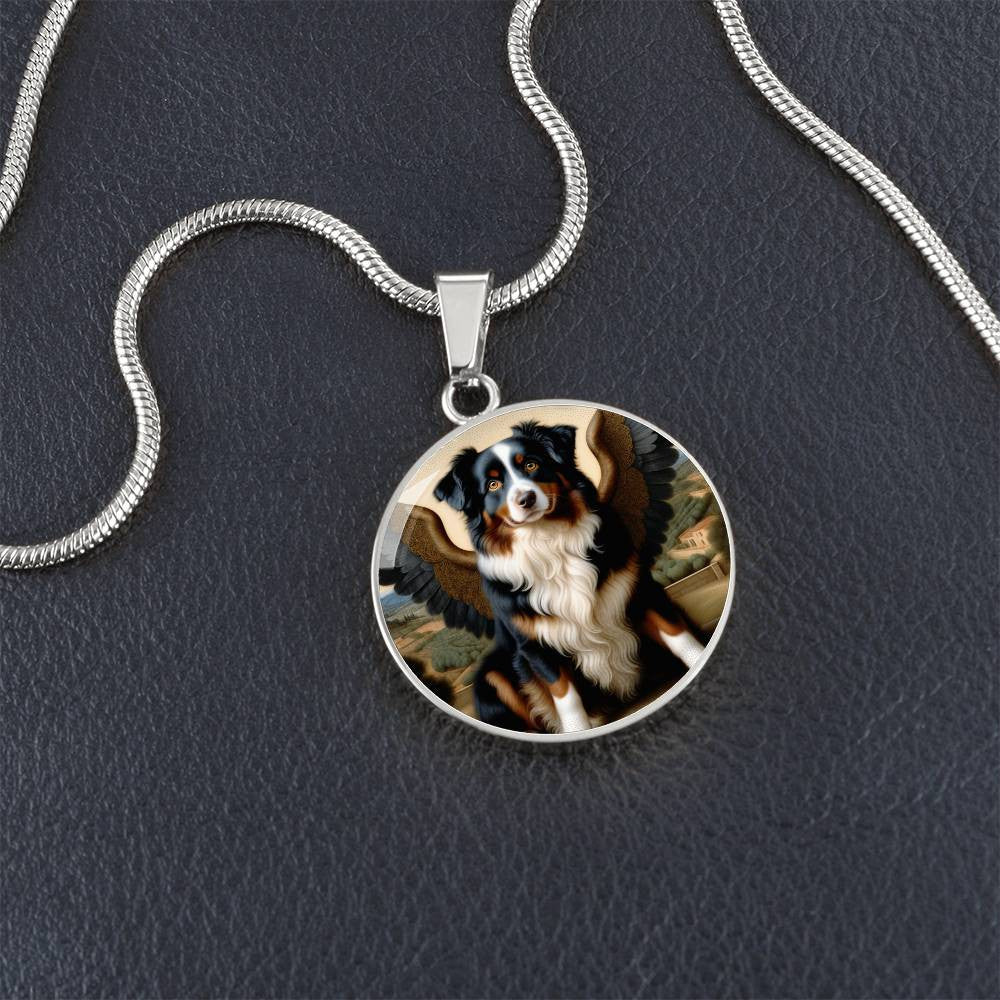 Tricolor Aussie Dog Gifts Australian Shepherd Angel Necklace