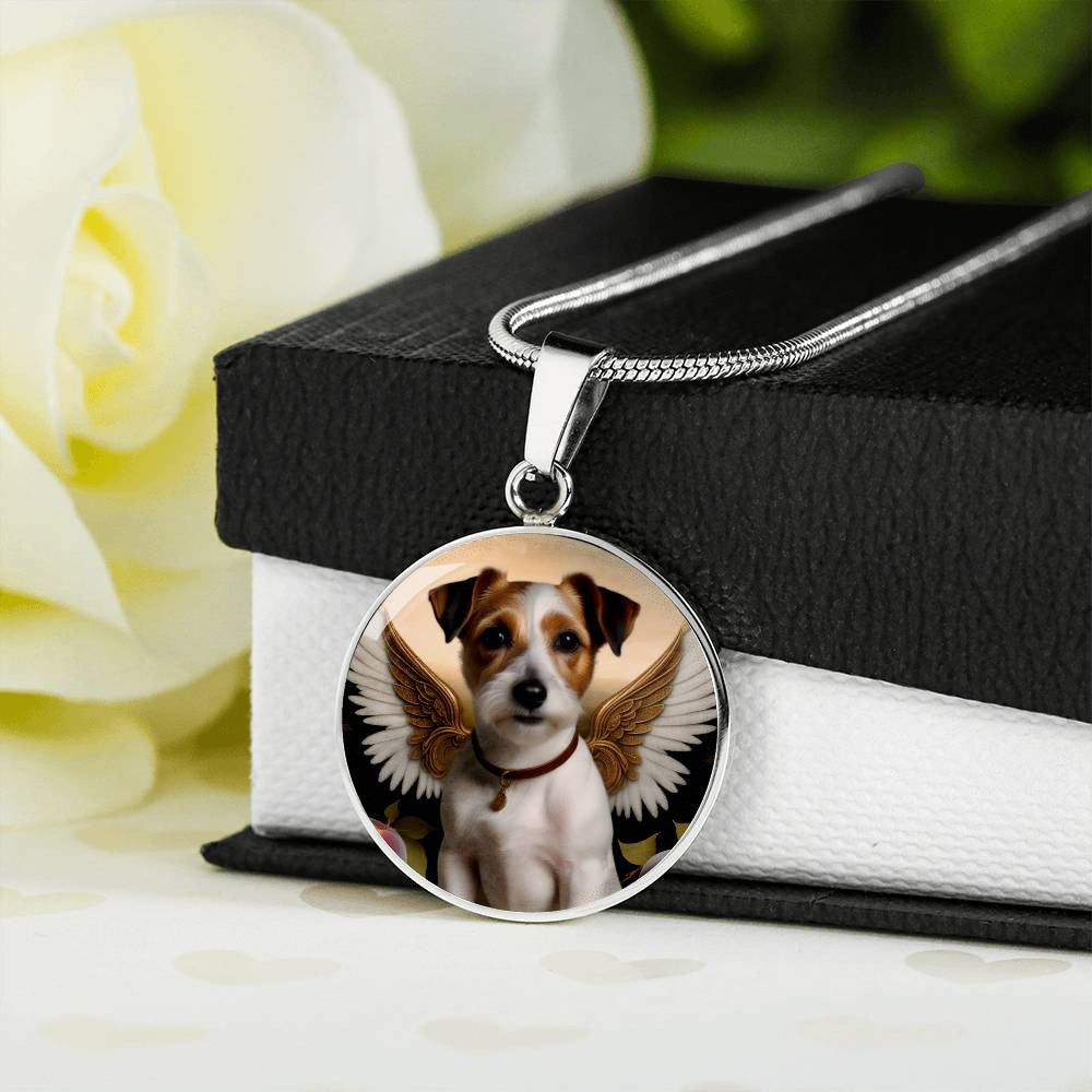 Jack Russell Terrier Angel Necklace, JRT Gifts, Personalized with Your Dog, Engrave Option, Renaissance Memorial Pendant