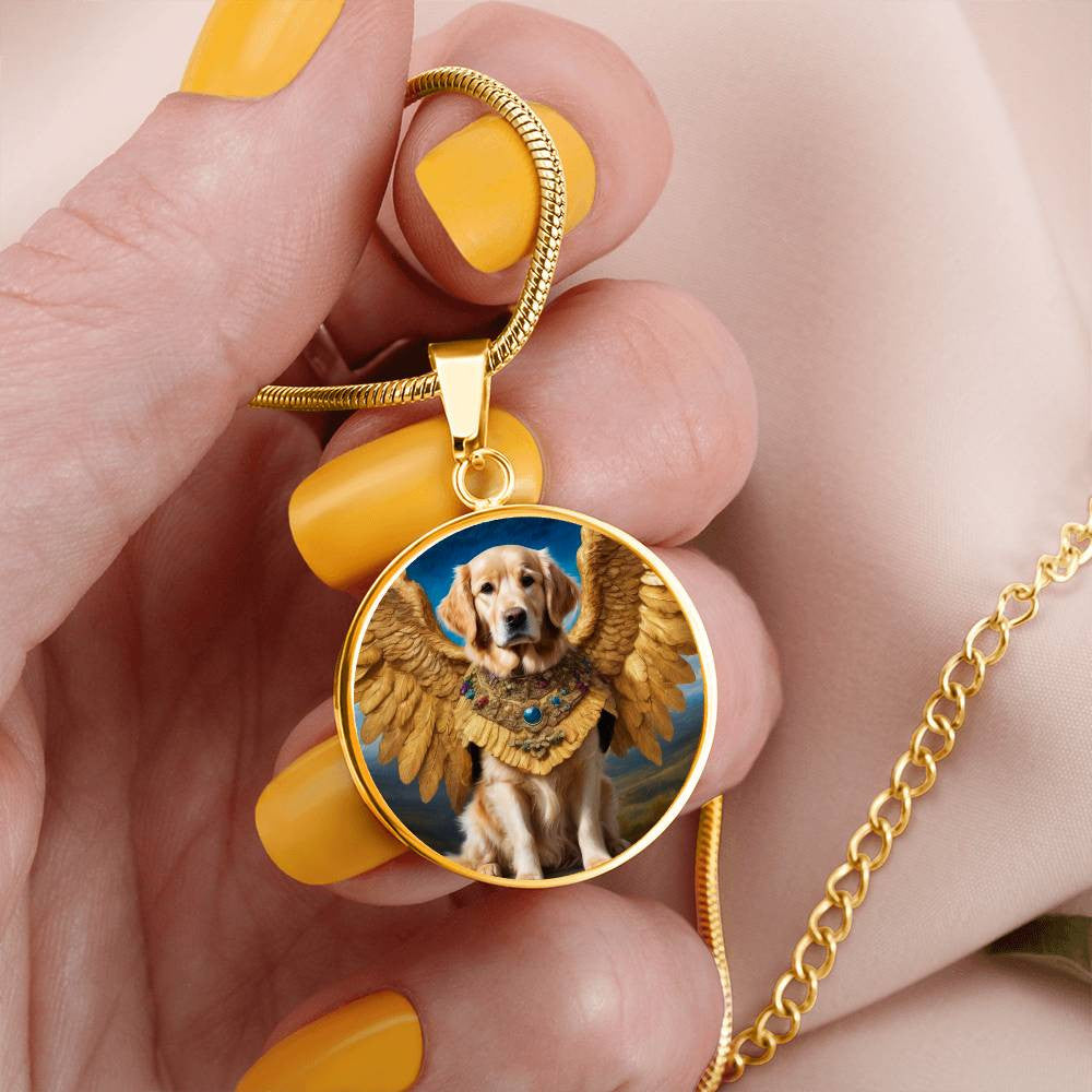 Golden Retriever Necklace Angel Personalized with Engrave Option