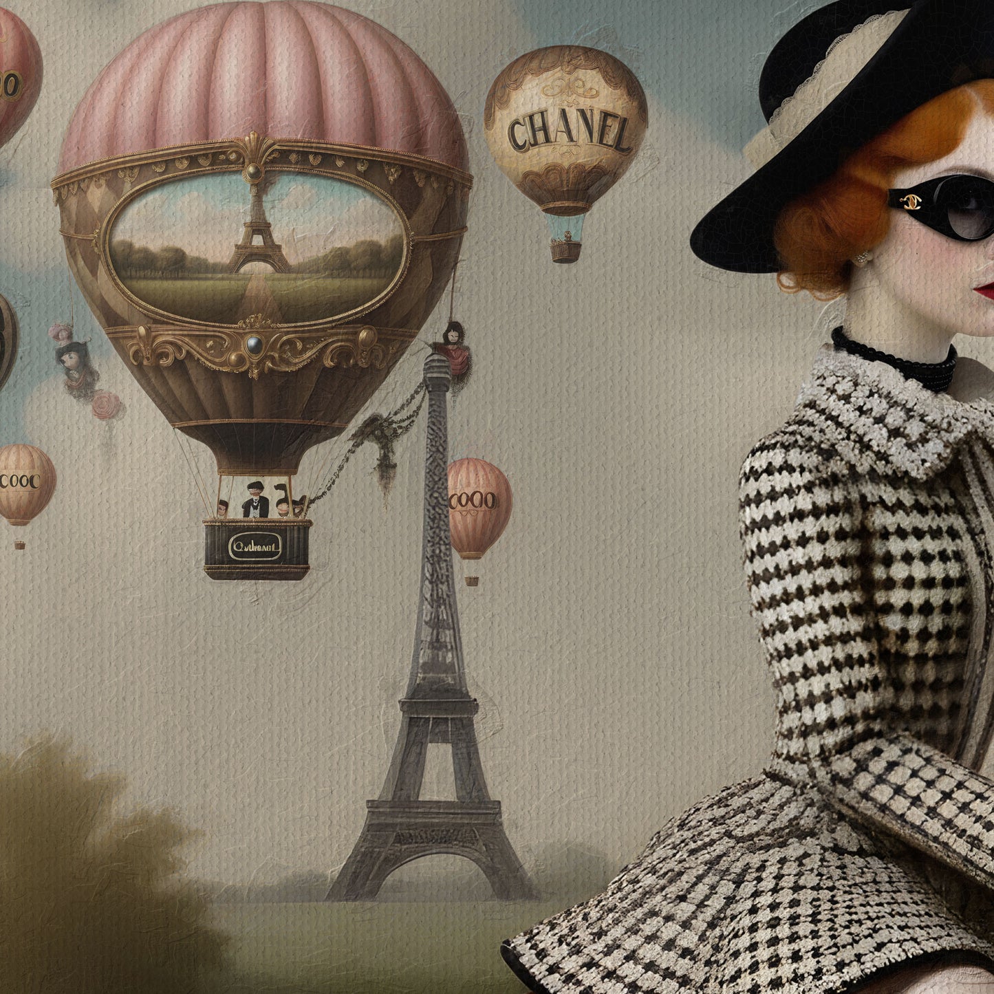 Coco Chanel's girl rides a Dalmatian Dog Art Mark Ryden Style Print