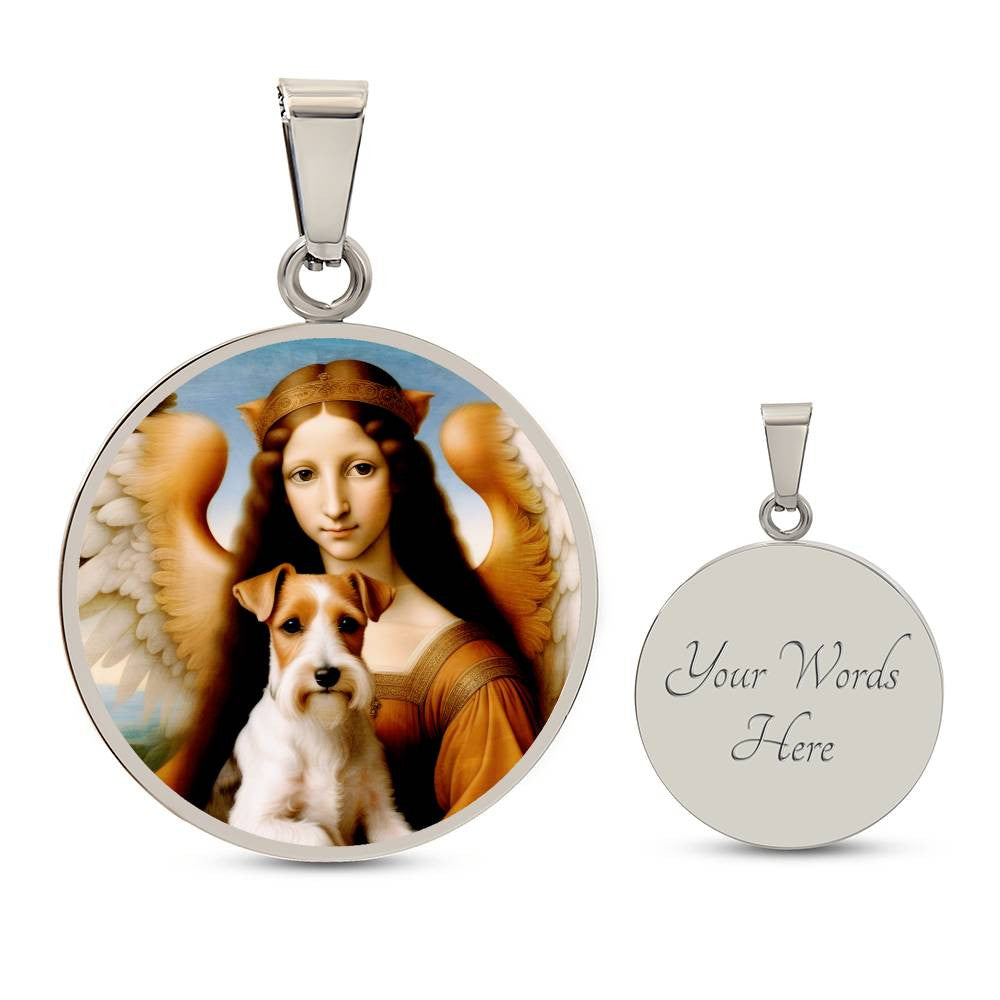 Jack Russell Terrier and Angel Necklace, JRT Gifts, Personalized with Your Dog, Engrave Option, Renaissance Memorial Pendant