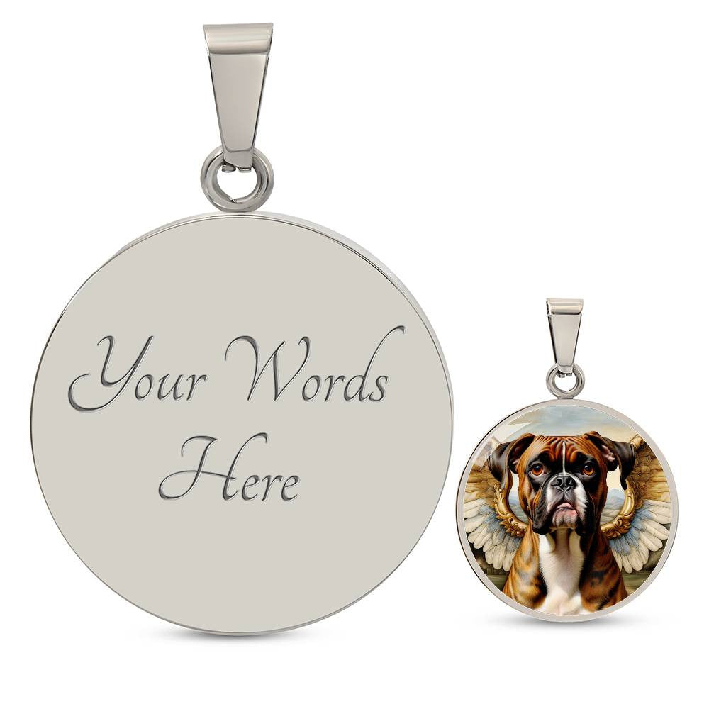 Boxer Dog Angel Necklace, Brindle Boxer Dog Gifts, Personalized with Your Dog, Engrave Option, Renaissance Memorial Pendant