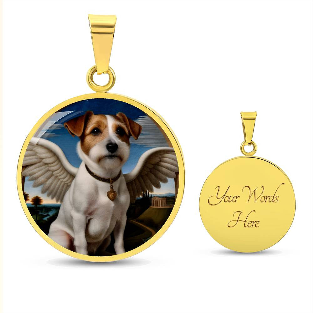 Jack Russell Terrier Angel Necklace, JRT Gifts, Personalized with Your Dog, Engrave Option, Renaissance Memorial Pendant