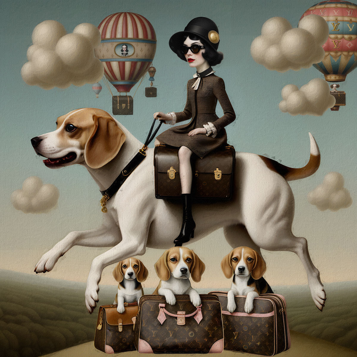 Beagle Art Louis Vuitton's Beagle Dog rider Mark Ryden Style Print