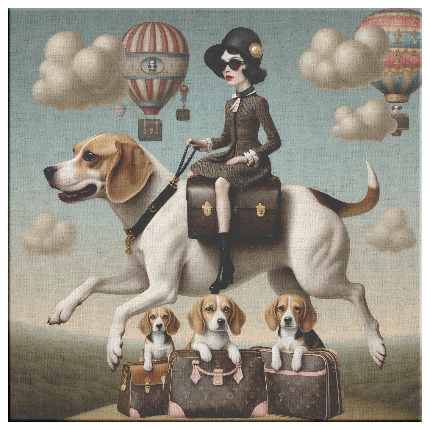 Beagle Art Louis Vuitton's Beagle Dog rider Mark Ryden Style Print