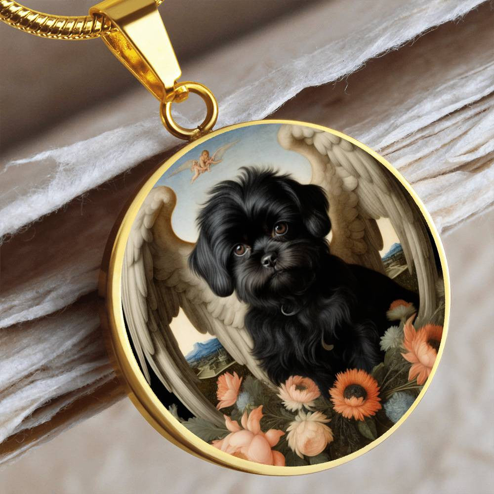 Affenpinscher Pendant, Your Dog Angel Necklace, Personalized with Engrave Option, Renaissance Dog gifts, Dog Memorial Jewelry