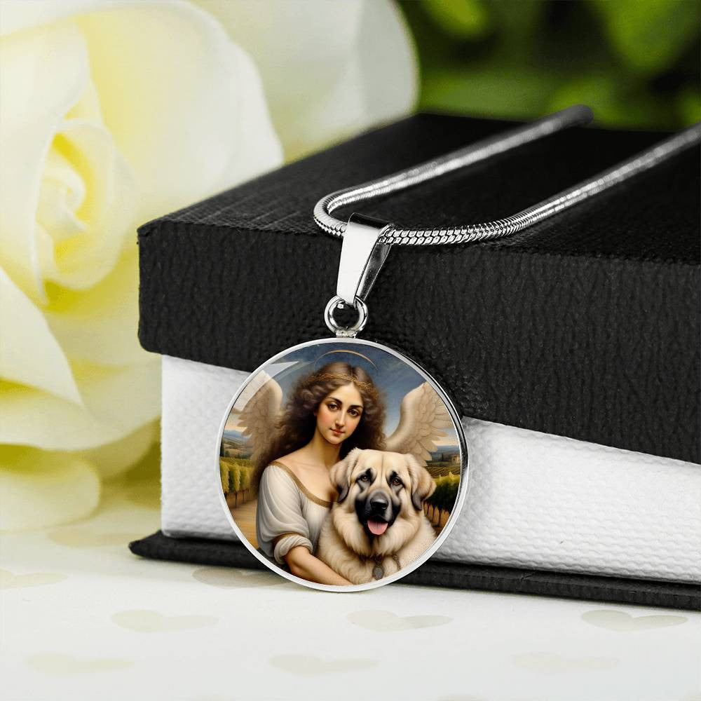 Kangal Dog Gifts, Anatolian Shepherd Dog and Angel Necklace, Engrave Option, Renaissance Memorial Dog Pendant